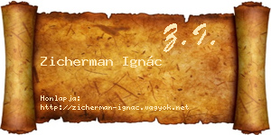 Zicherman Ignác névjegykártya